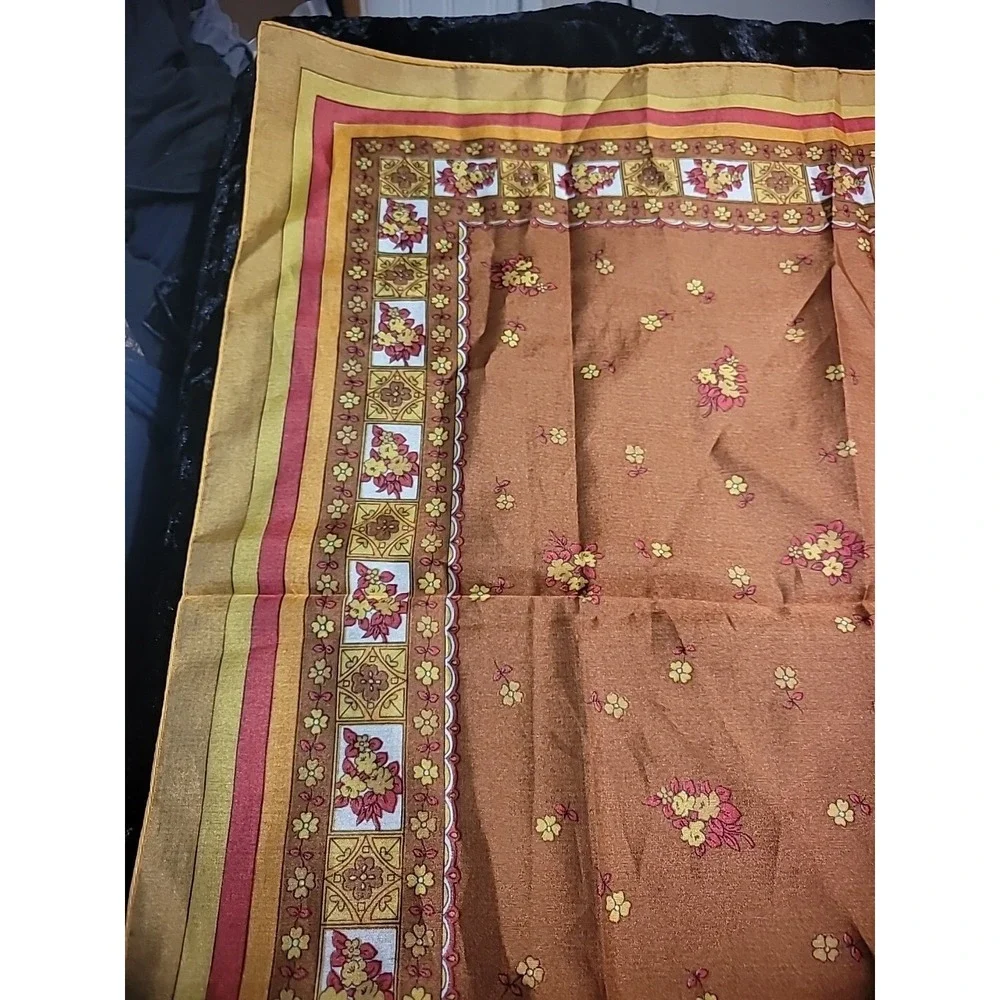 Vintage Womens Scarf Sheer Gold Orange Head Neck‎ Convertable Boat